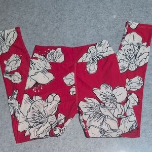LuLaRoe Kids Leggings Red Floral